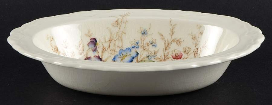 Wilmslow Brown Multicolor 9" Oval Vegetable Bowl by Crown Ducal-1