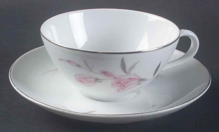 American Beauty Flat Cup & Saucer Set by Crest Wood-1