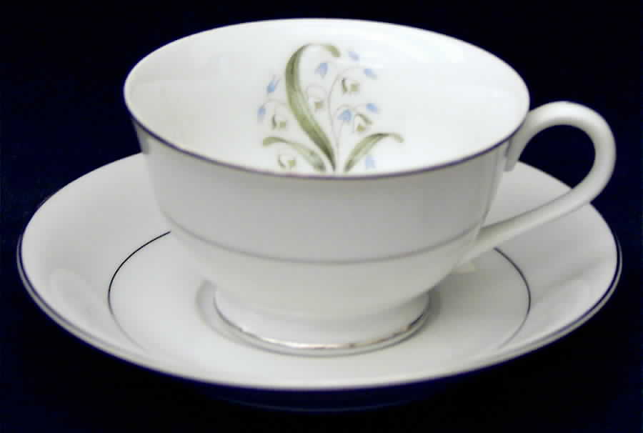 Blue Lily Footed Cup & Saucer Set by Crest Wood-1