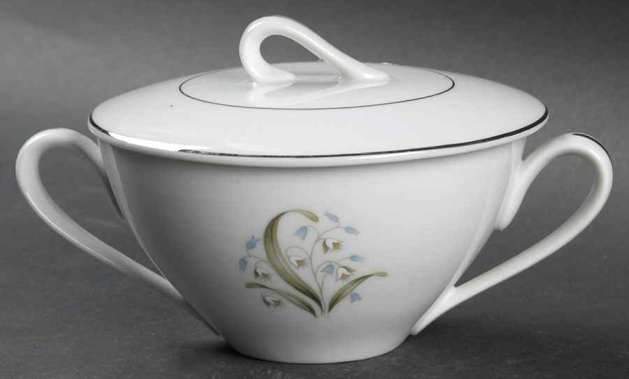 Blue Lily Sugar Bowl & Lid by Crest Wood-1