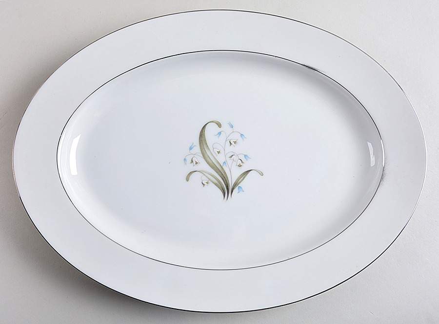 Blue Lily 14" Oval Serving Platter by Crest Wood-1