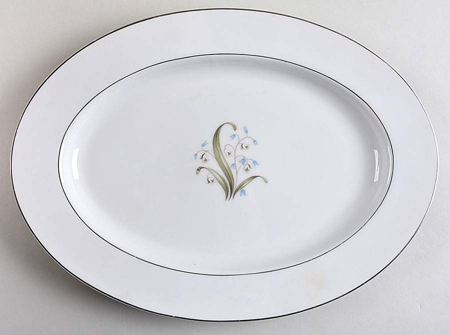 Blue Lily 12" Oval Serving Platter by Crest Wood-1