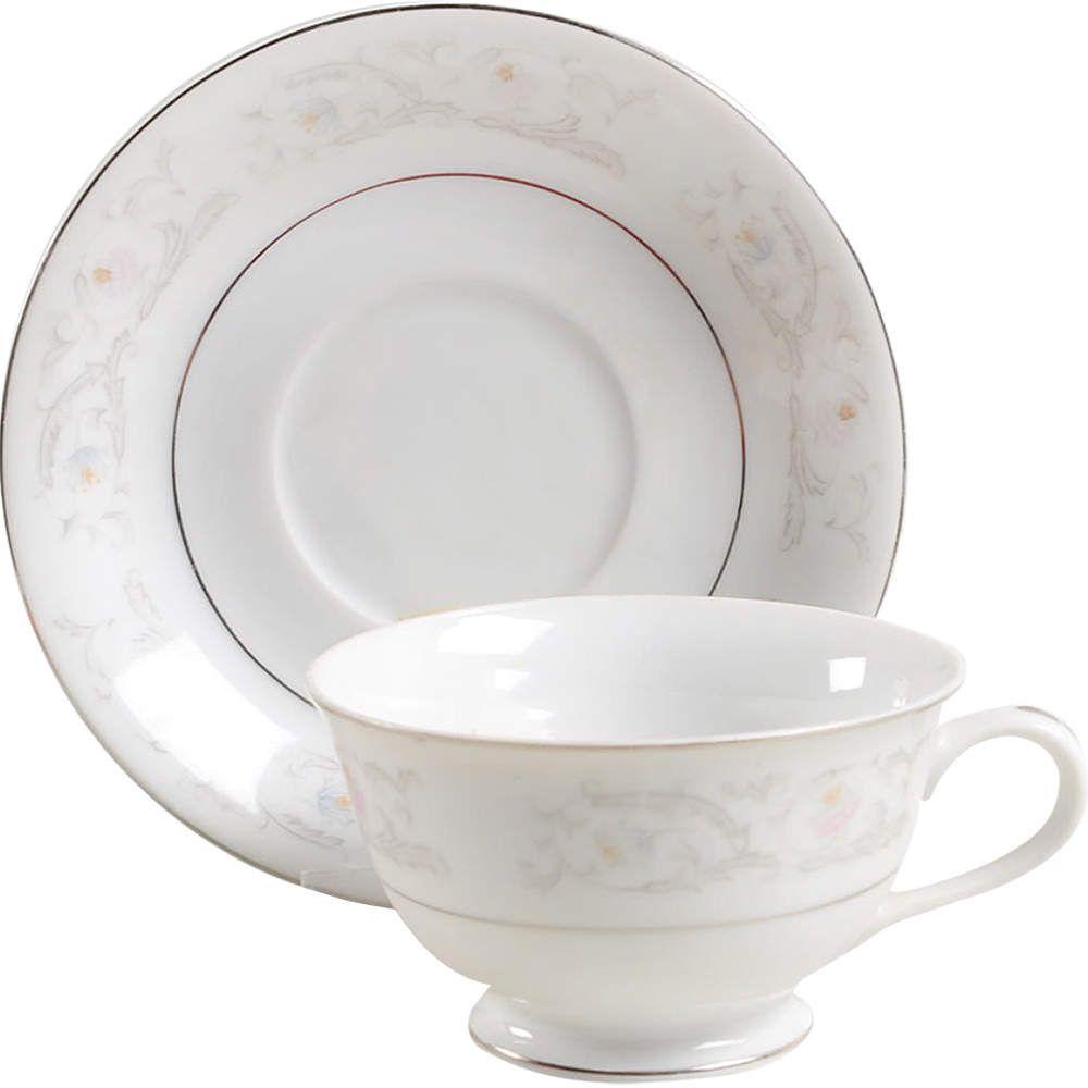 Candle Light Footed Cup & Saucer Set by Crest Wood-1