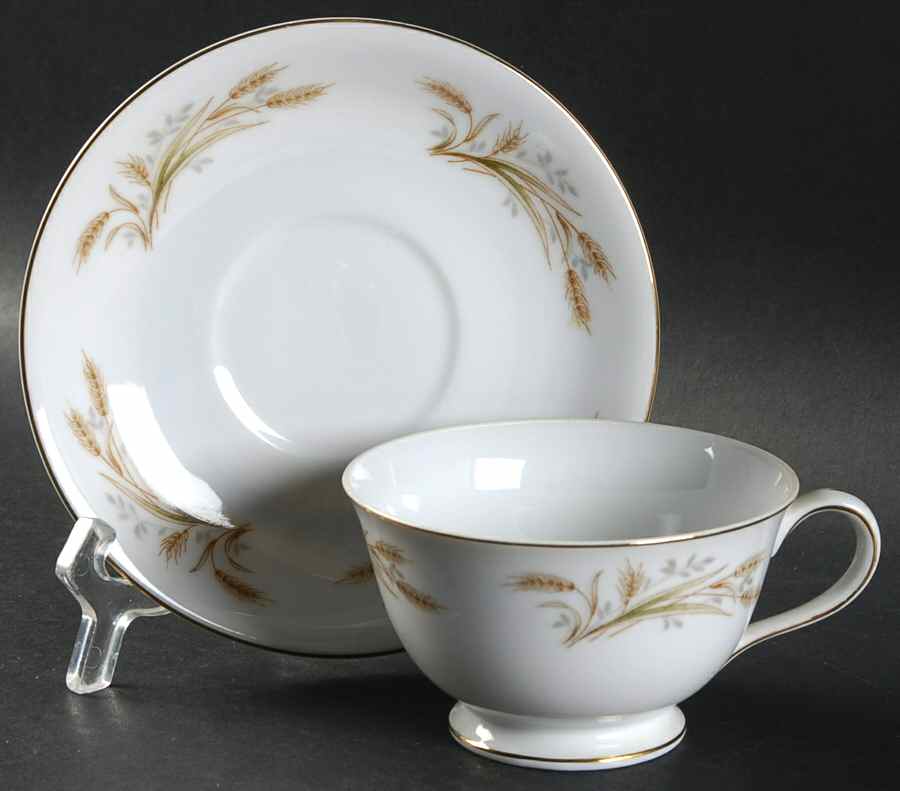 Eternal Wheat Footed Cup & Saucer Set by Crest Wood-1