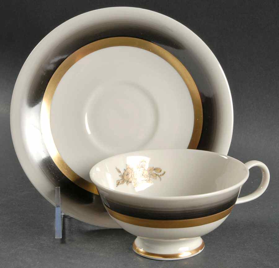 Fascia Rose Footed Cup & Saucer Set by Crestwood-1