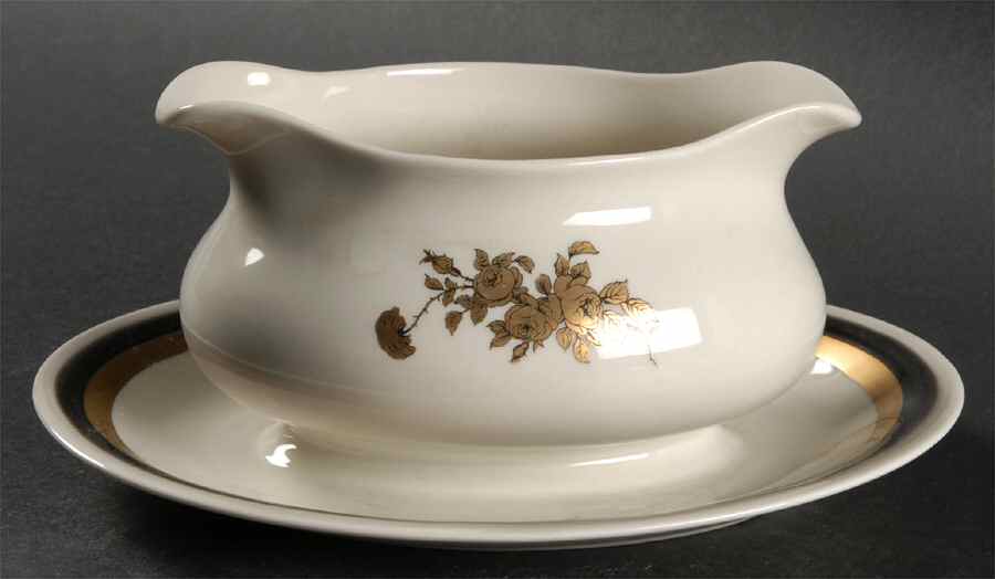 Fascia Rose Gravy Boat with Attached Underplate by Crestwood-1