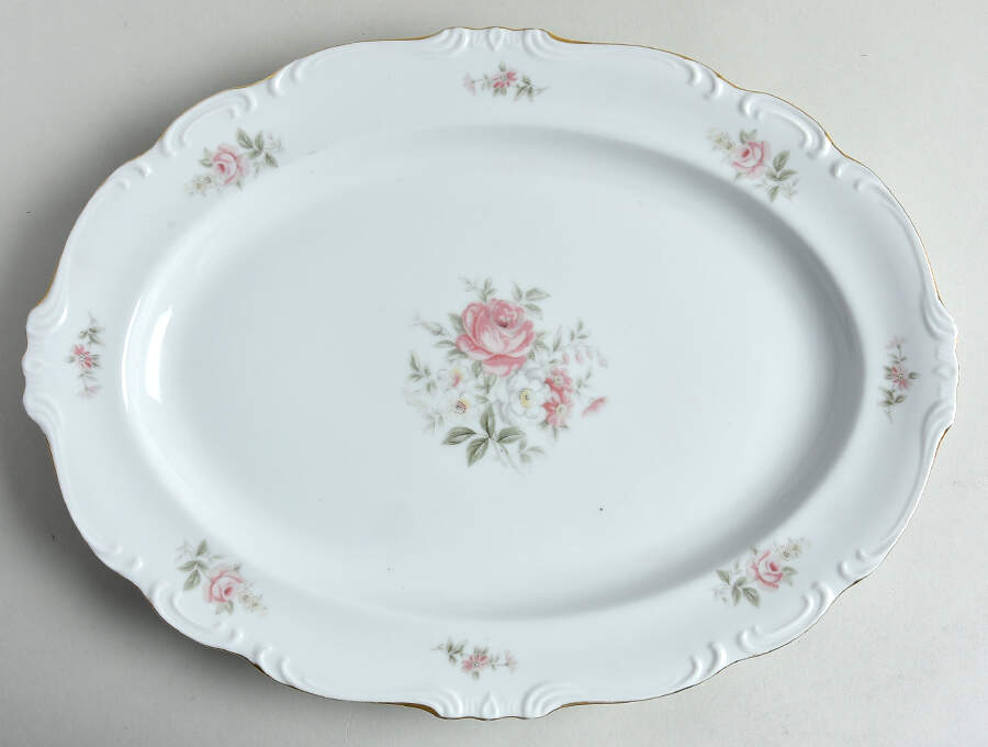 Georgian Rose 14" Oval Serving Platter by Crest Wood-1