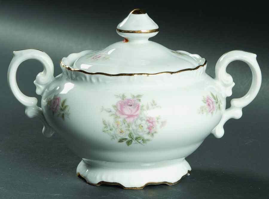 Georgian Rose Sugar Bowl & Lid by Crest Wood-1