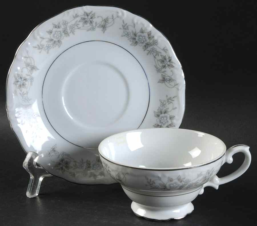 Ivy Mist Footed Cup & Saucer Set by Crest Wood-1