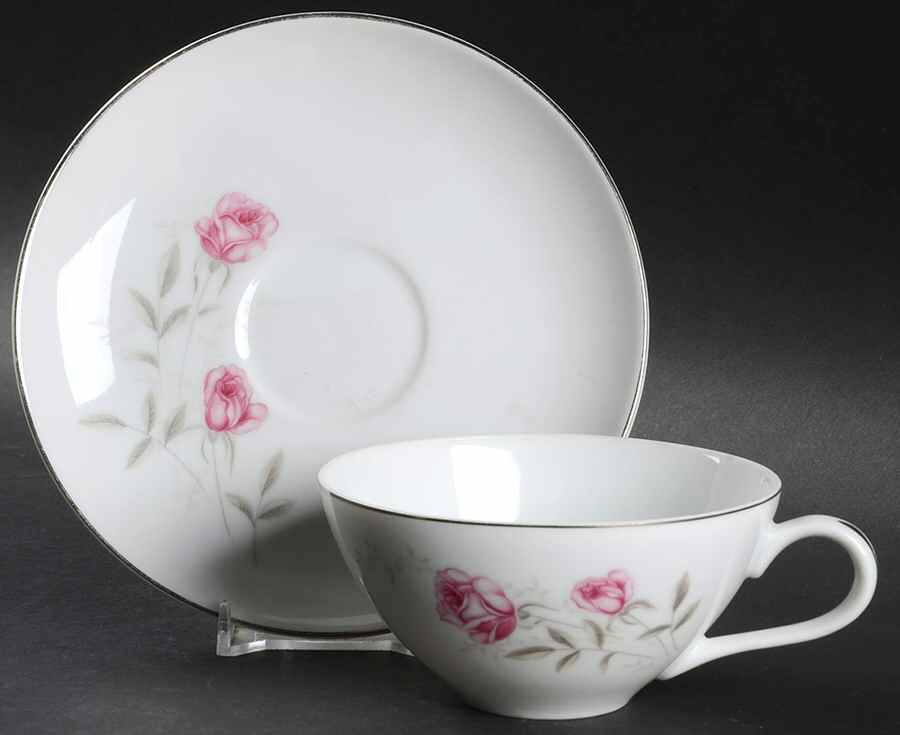 Misty Rose Flat Cup & Saucer Set by Crest Wood-1