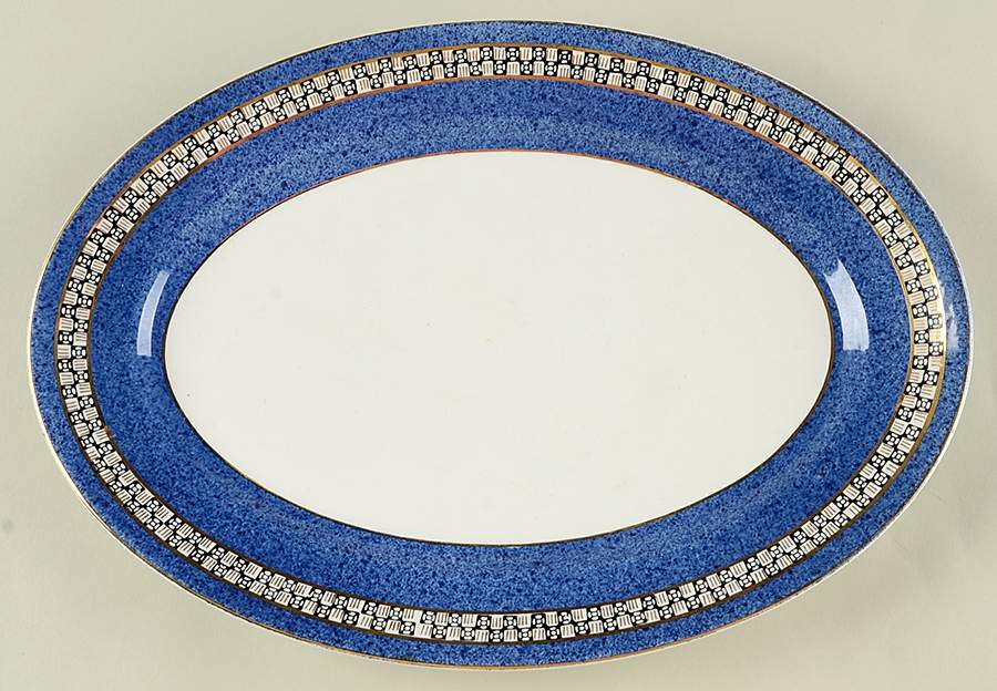 352 Blue 12" Oval Serving Platter by Craftsman (Japan)-1