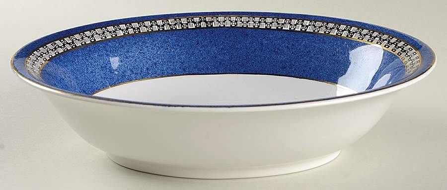 352 Blue 10" Oval Vegetable Bowl by Craftsman (Japan)-1