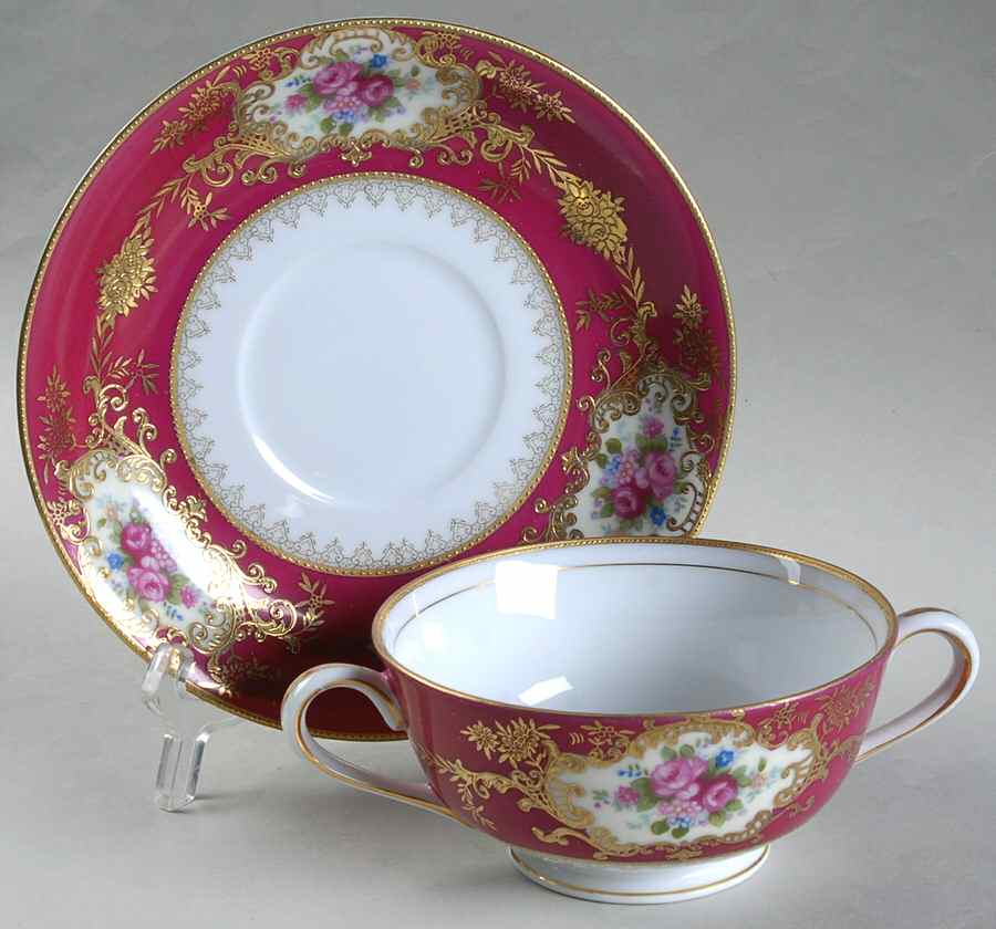 Coronation Footed Cream Soup Bowl & Saucer Set by Craftsman (Japan)-1