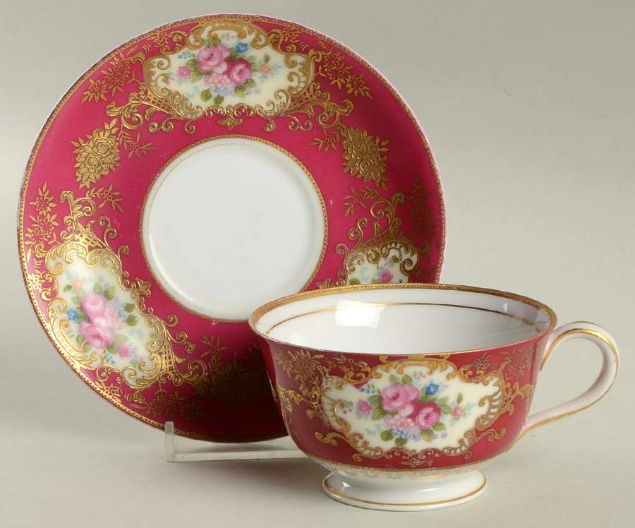 Coronation Footed Cup & Saucer Set by Craftsman (Japan)-1