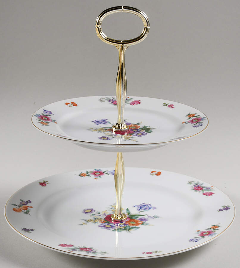 Dresden 6 5/8"-10"  2 Tiered Serving Tray (Dp, Sp) HC by Craftsman (Japan)-1