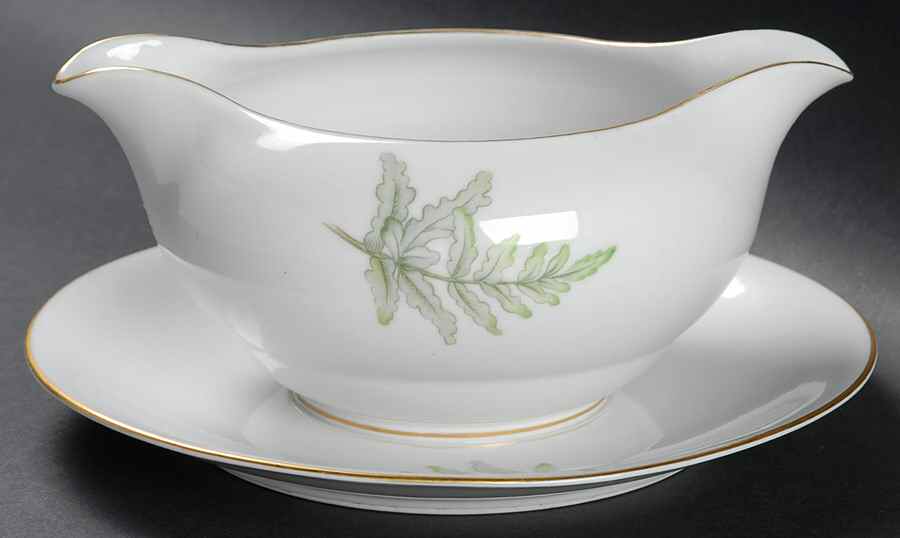 Evergreen Gravy Boat with Attached Underplate by Craftsman (Japan)-1