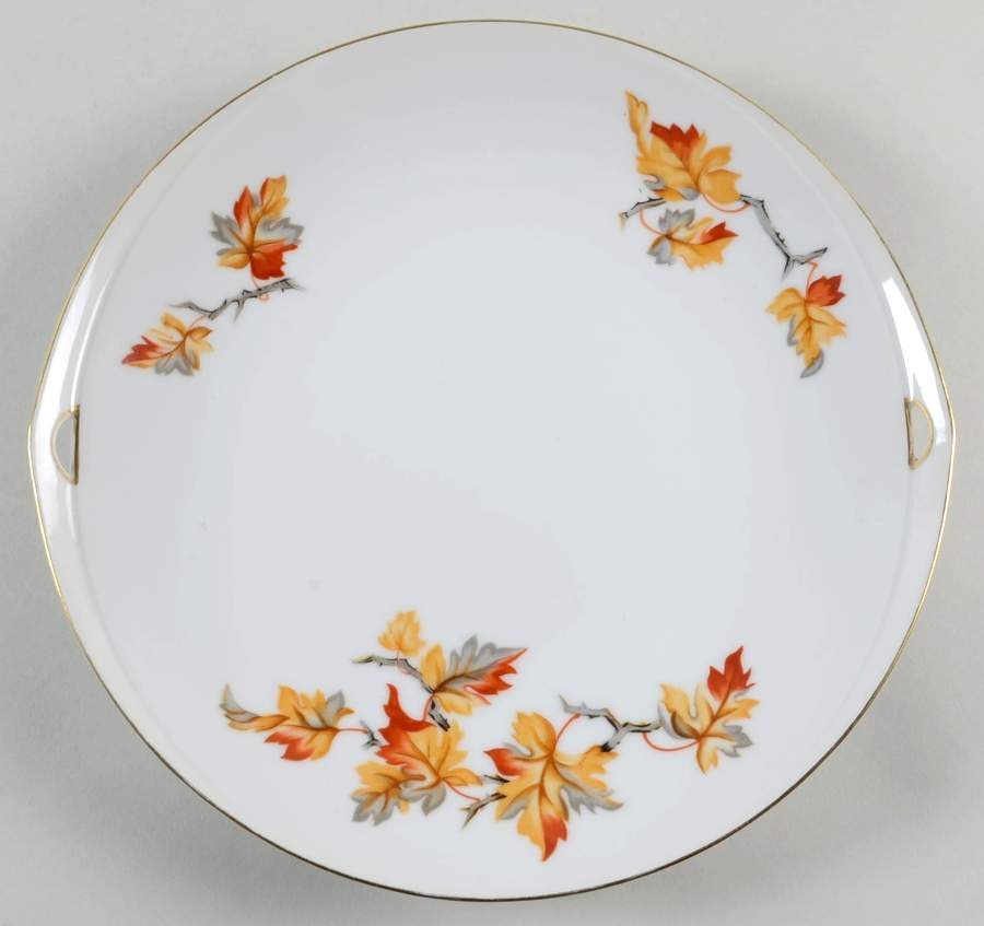 Golden Autumn Handled Cake Plate by Craftsman (Japan)-1