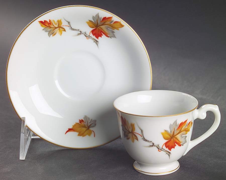 Golden Autumn Footed Demitasse Cup & Saucer Set by Craftsman (Japan)-1