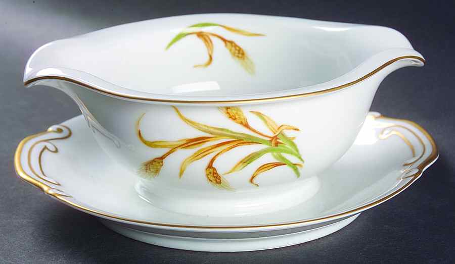 Harvest Round Gravy Boat/Attached Underplate by Craftsman (Japan)-1