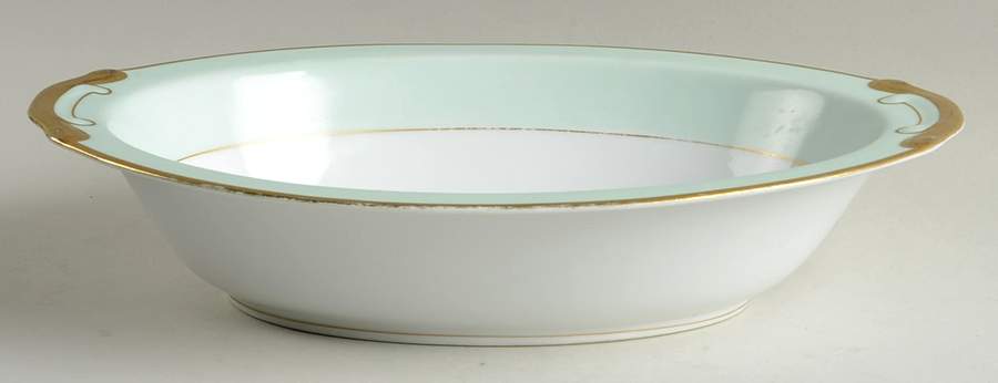 Heirloom(Green Rim) 10" Oval Vegetable Bowl by Craftsman (Japan)-1