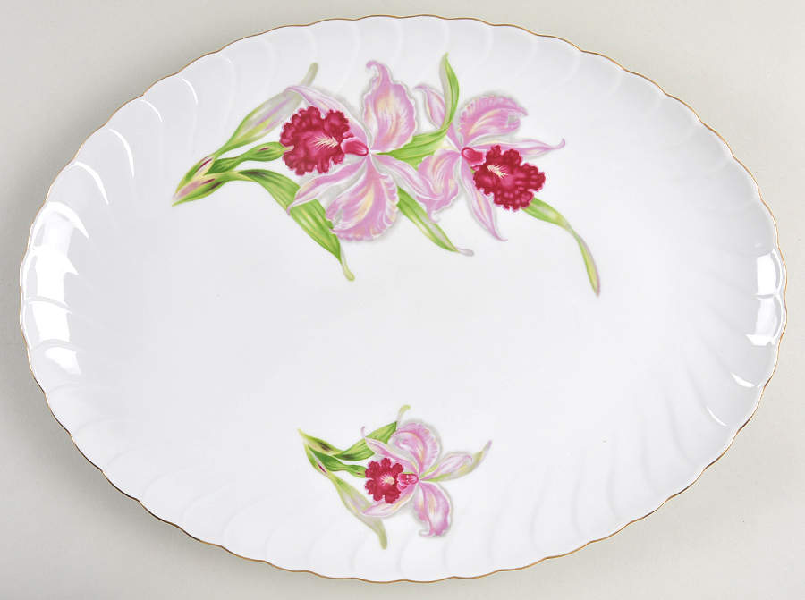Orchid 12" Oval Serving Platter by Craftsman (Japan)-1