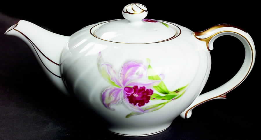 Orchid Teapot & Lid by Craftsman (Japan)-1