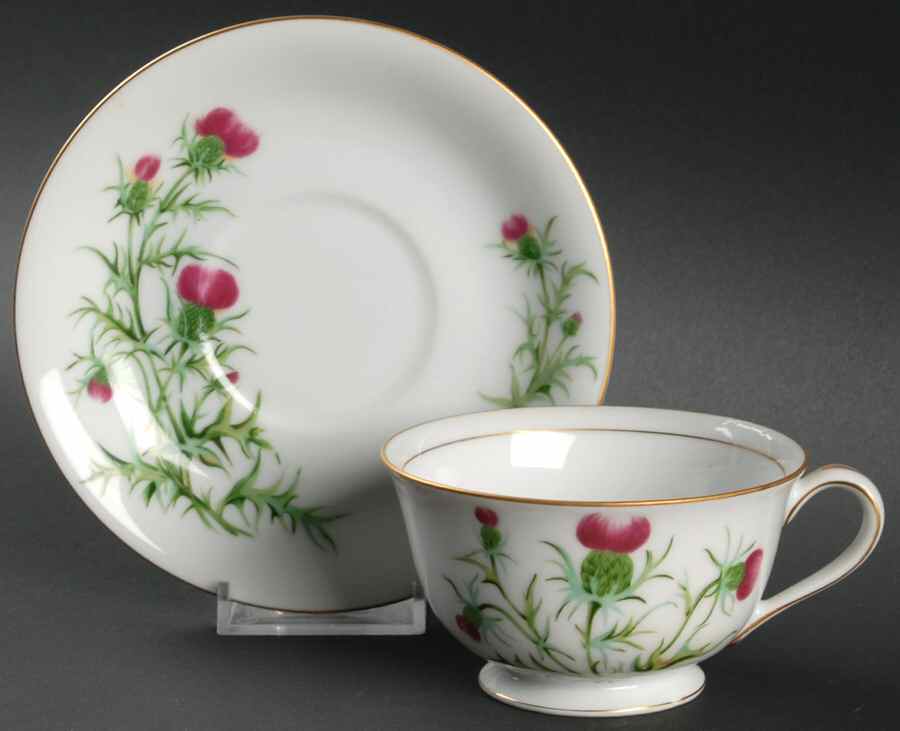 Thistle (355) Footed Cup & Saucer Set by Craftsman (Japan)-1