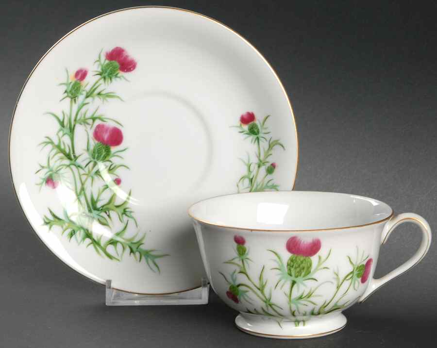 Thistle (371) Footed Cup & Saucer Set by Craftsman (Japan)-1