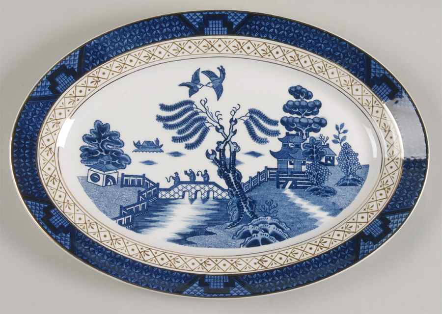 Willow Blue 12" Oval Serving Platter by Craftsman (Japan)-1