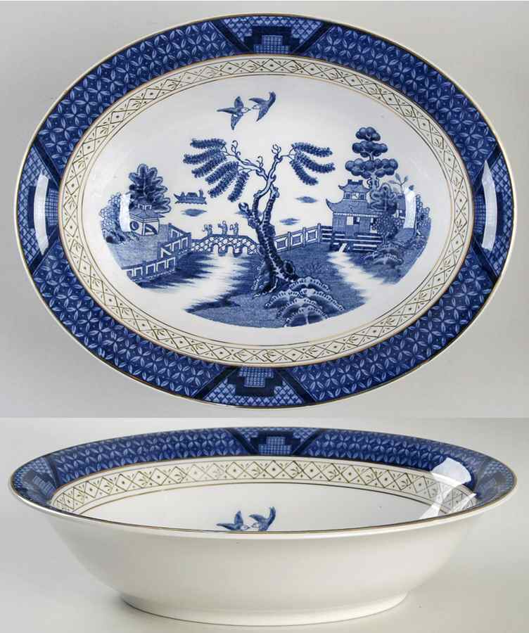 Willow Blue 10" Oval Vegetable Bowl by Craftsman (Japan)-1