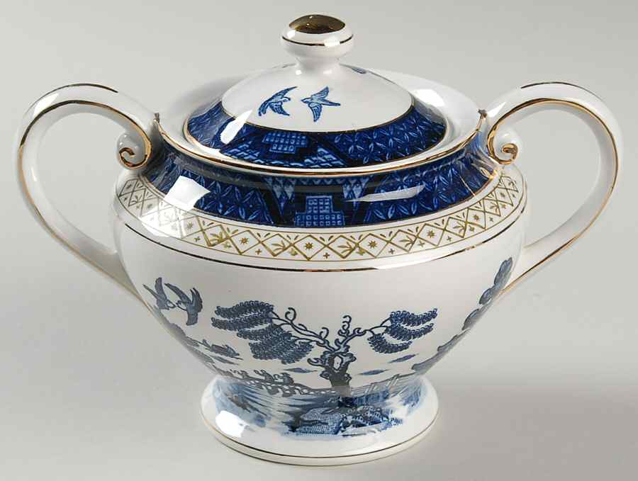 Willow Blue Sugar Bowl & Lid by Craftsman (Japan)-1