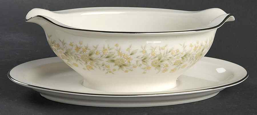 Wild Flower Gravy Boat with Attached Underplate by Carico-1