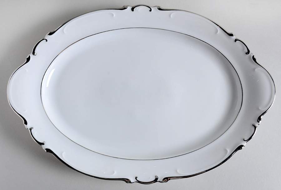 Elegance (Scroll Rim) 14" Oval Serving Platter by Crown Jewel-1
