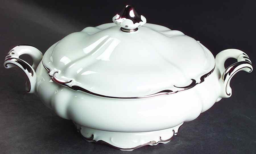Elegance (Scroll Rim) Round Covered Vegetable by Crown Jewel-1