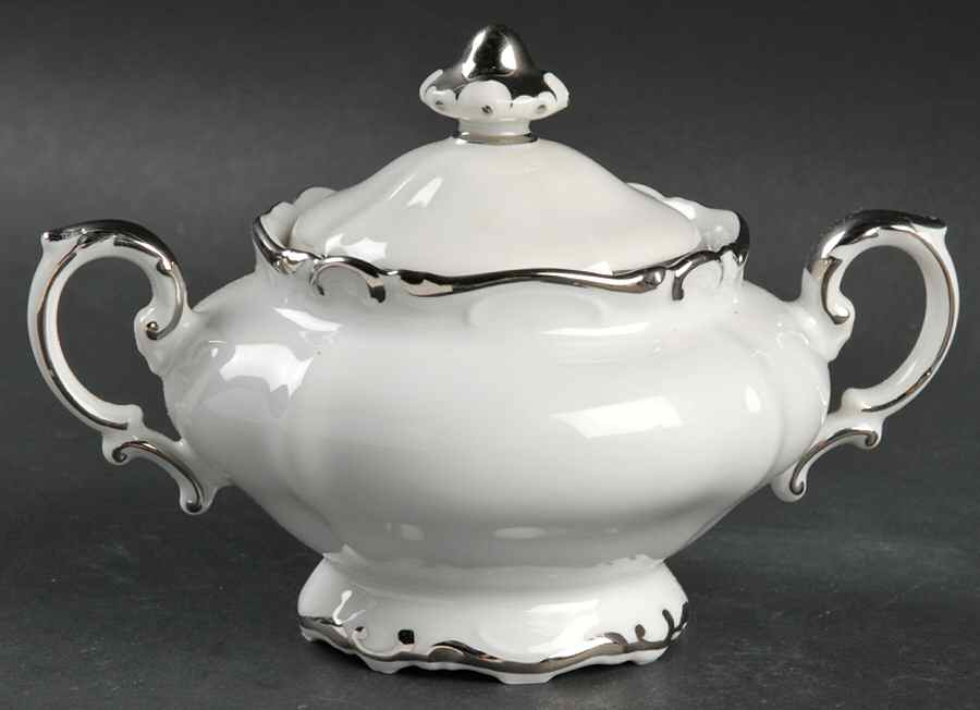 Elegance (Scroll Rim) Mini Sugar Bowl & Lid by Crown Jewel-1