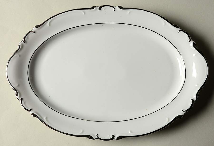 Elegance (Scroll Rim) 13" Oval Serving Platter by Crown Jewel-1