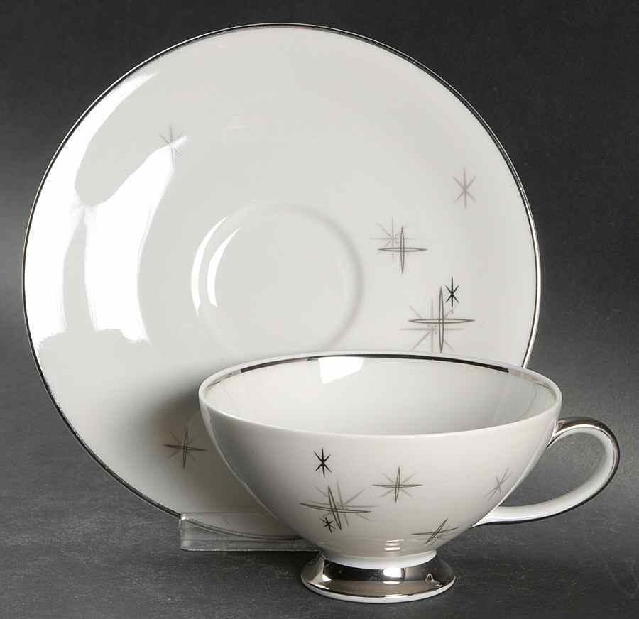 Starlight Footed Cup & Saucer Set by Crown Jewel-1