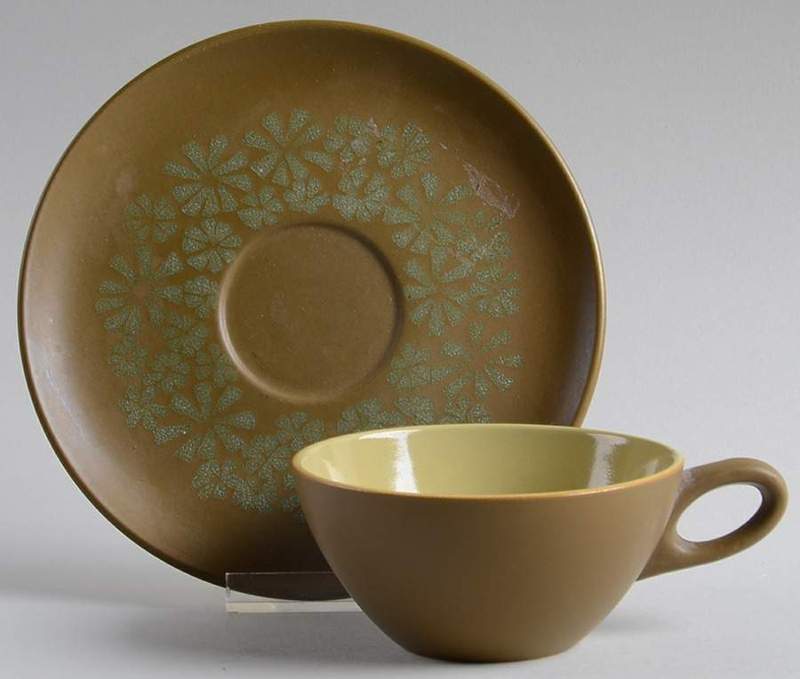 Palm Springs Flat Cup & Saucer Set by Crown Lynn-1