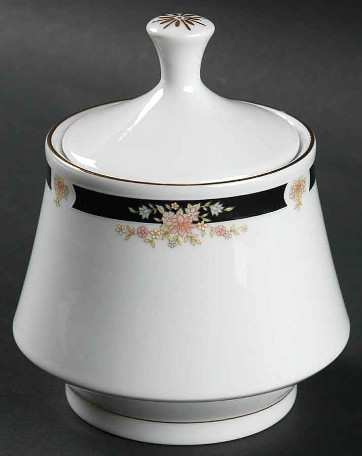 Adriana (Gold Trim) Sugar Bowl & Lid by Crown Ming-1