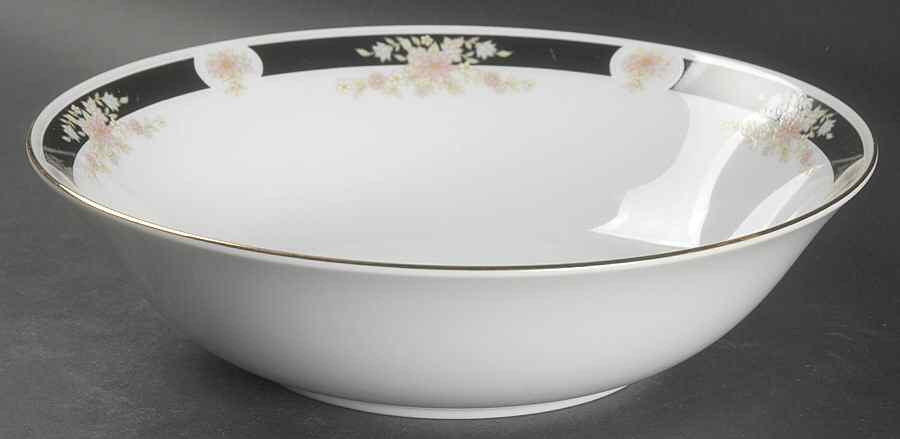 Adriana (Gold Trim) 9" Round Vegetable Bowl by Crown Ming-1