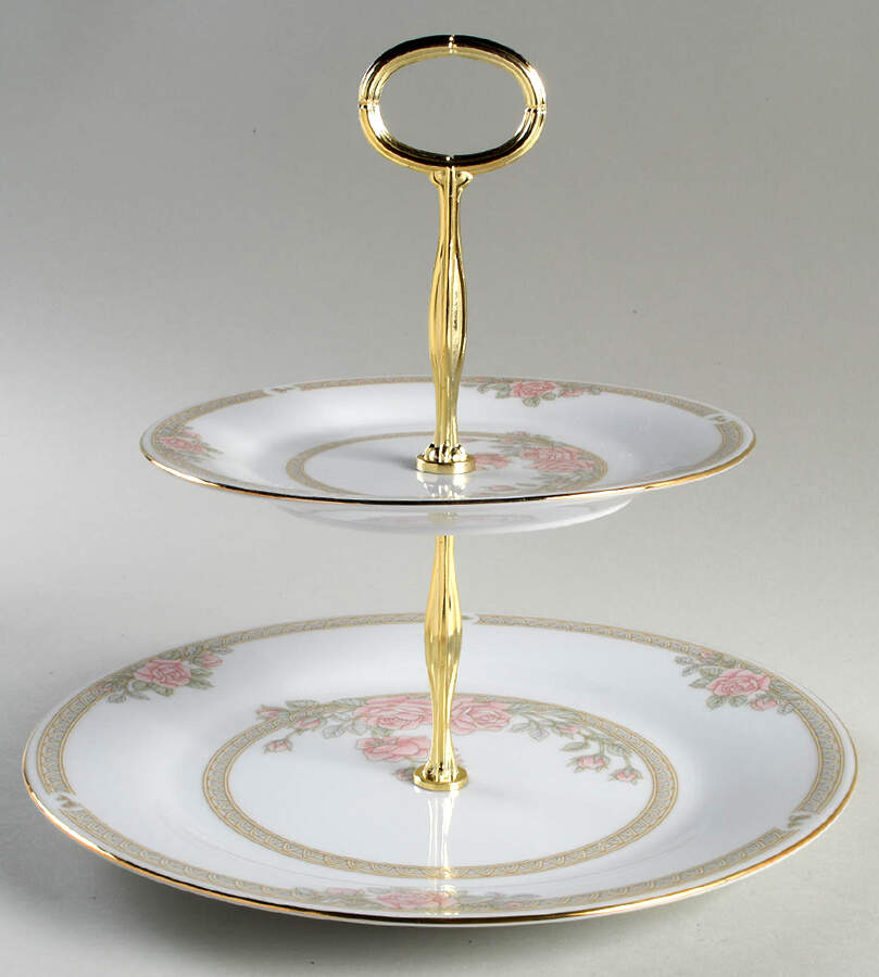 Christina 6 5/8"-10"  2 Tiered Serving Tray (Dp, Sp) HC by Crown Ming-1