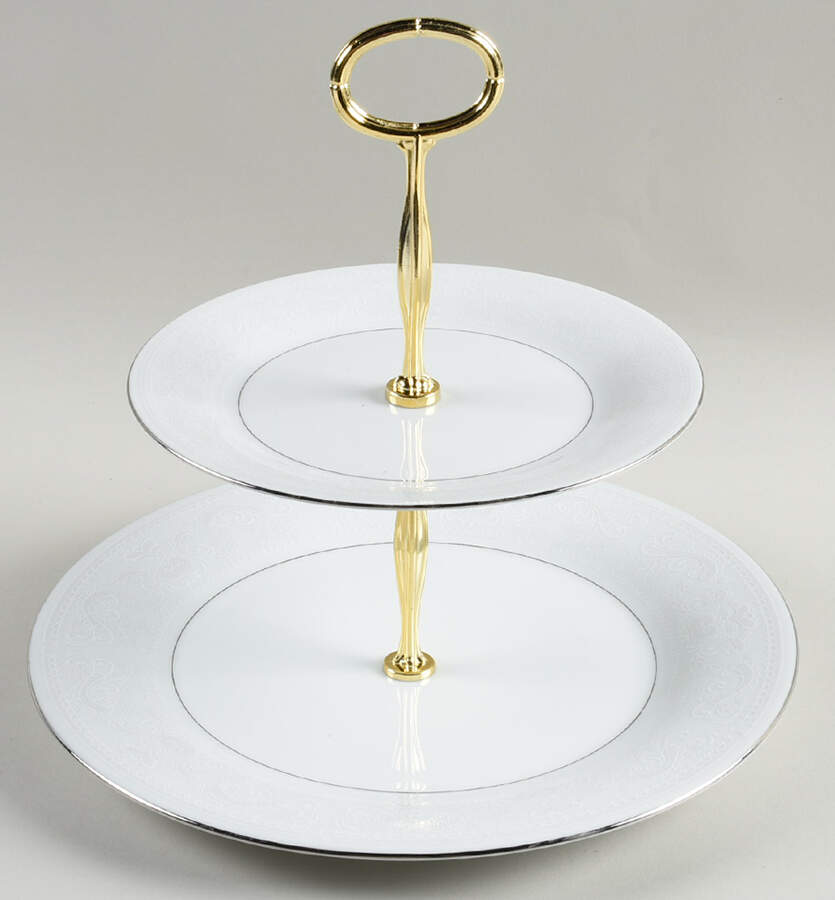 Crochet 6 5/8"-10"  2 Tiered Serving Tray (Dp, Sp) HC by Crown Ming-1