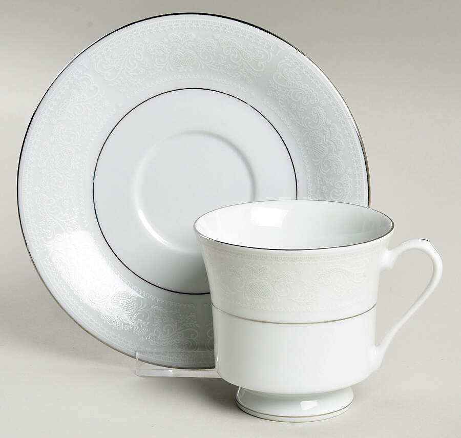 Crochet Footed Cup & Saucer Set by Crown Ming-1