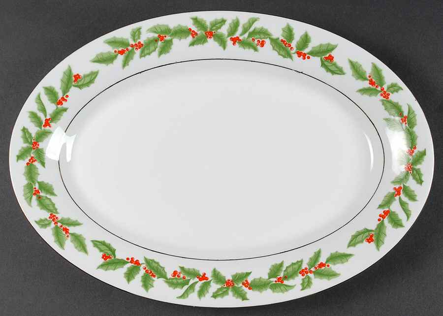 Holly 14" Oval Serving Platter by Crown Ming-1