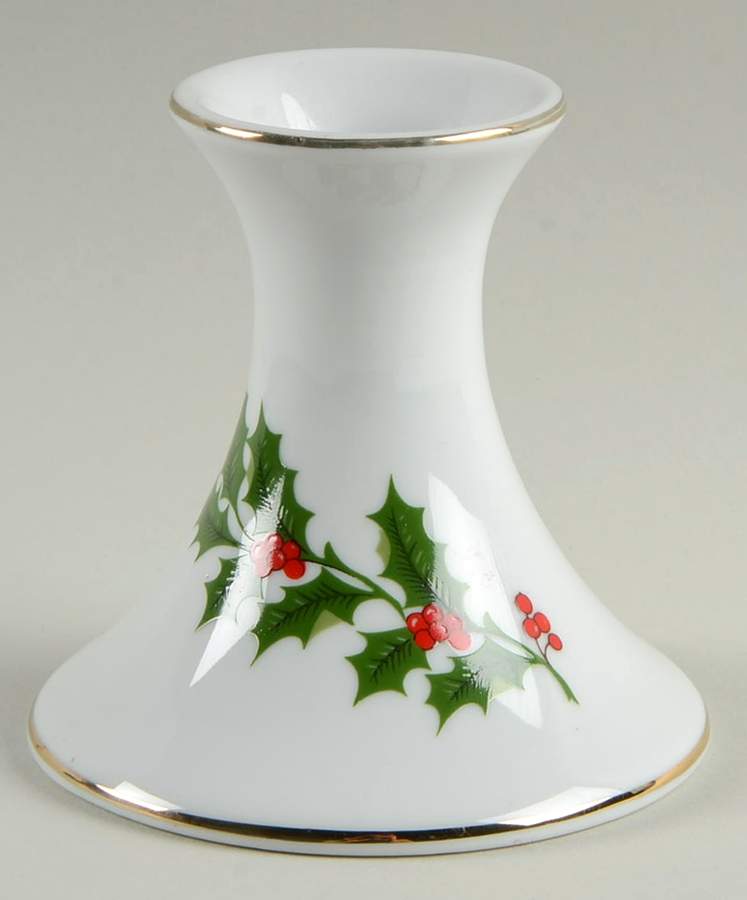 Christmas Holly (Porcelain) 3" Candlesticks by All the Trimmings-1
