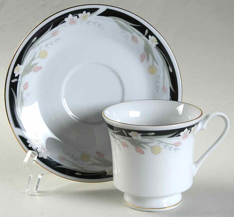 Michelle Footed Cup & Saucer Set by Crown Ming-1