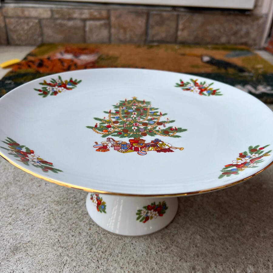Mistletoe 10" Diameter Pedestal Cake Stand by Crown Ming-1
