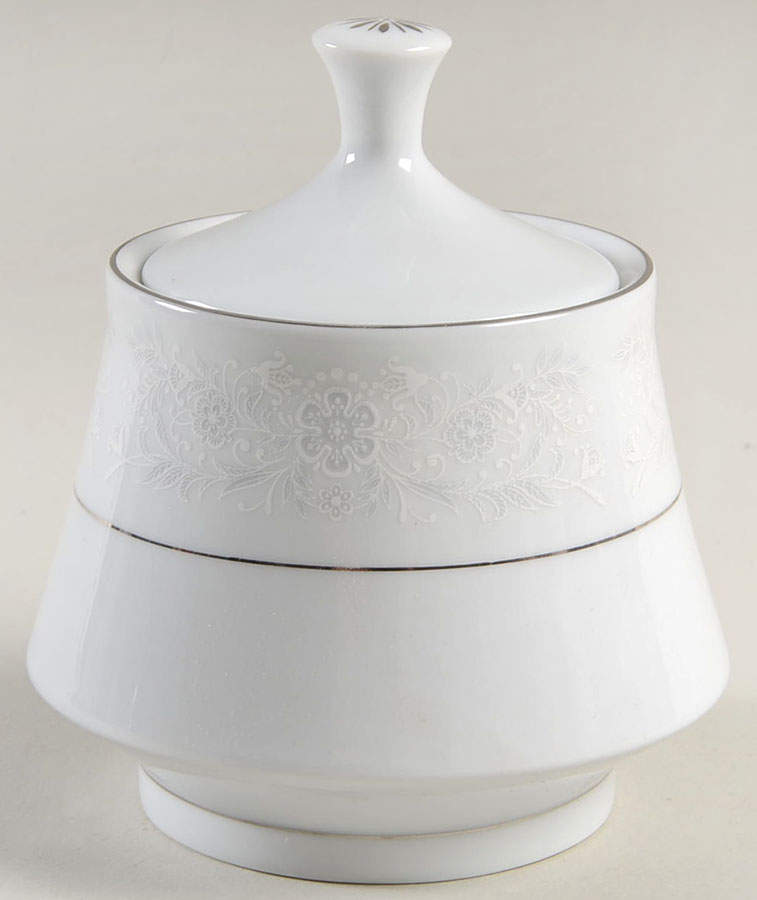 Queen's Lace Sugar Bowl & Lid by Crown Ming-1