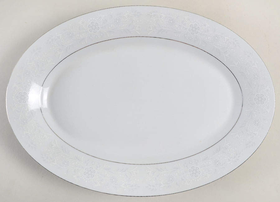 Queen's Lace 14" Oval Serving Platter by Crown Ming-1