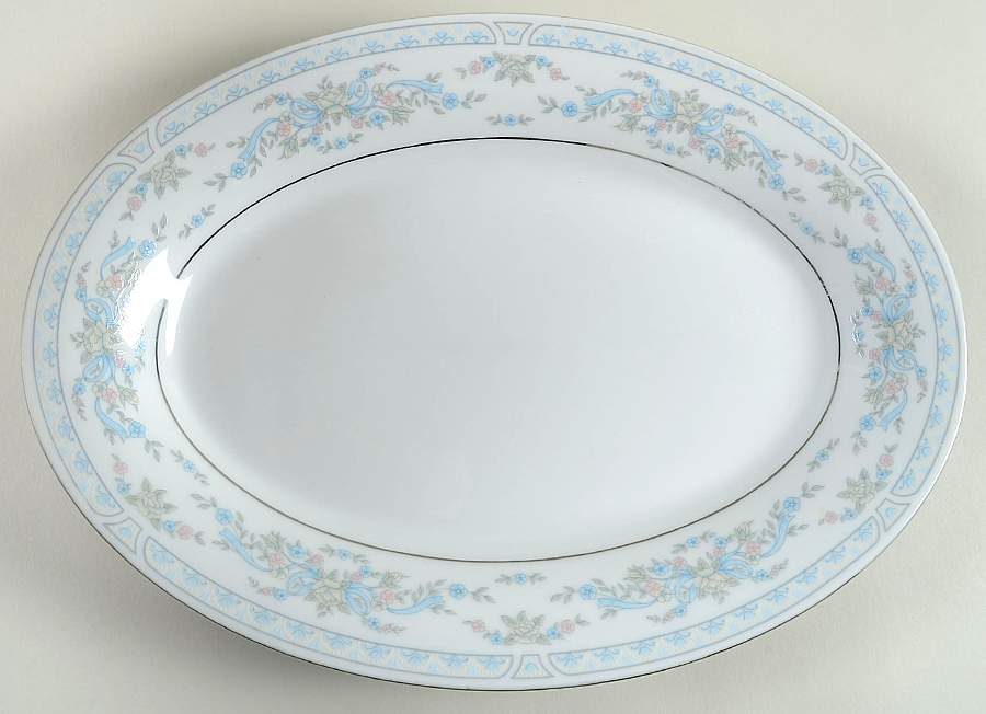Rose Point 14" Oval Serving Platter by Crown Ming-1